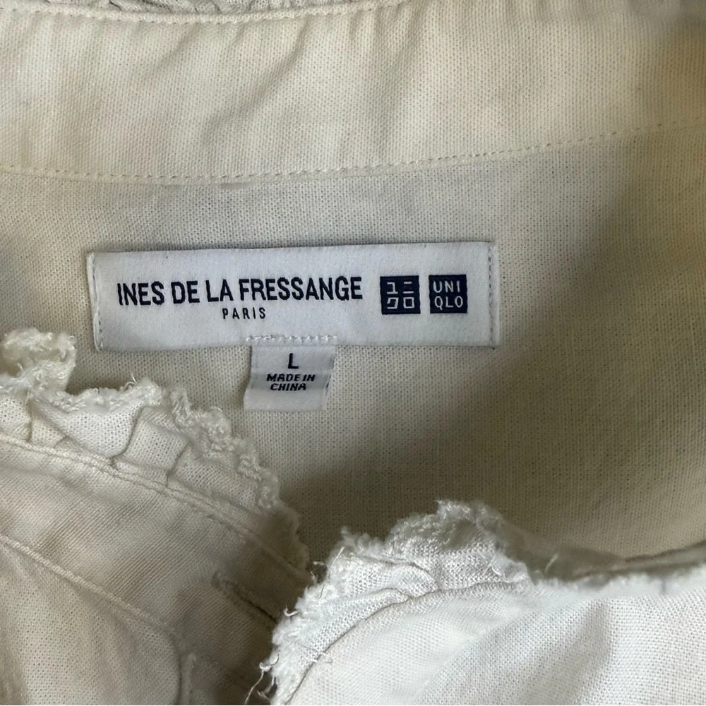 Ines de la Fressange x Uniqlo Ruffle Collar 100% Cotton Button-Up L French Chic - Picture 6 of 16